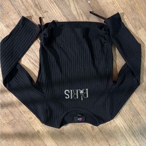 Iz Byer Black Long Sleeve Tee with Paris Design